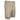 Side of beige shorts with a green hewes logo on the bottom of the left leg.