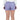 Back view of a woman wearing blue and purple patterned shorts with a zippered pocket on the right side.