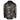 Back of a brown camo-patterned hoodie with a neck gaiter.