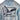 Close-up back view of a light blue hoodie featuring a graphic of a fish tail and the brand name 'Hewes'.