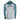 Back view of a long-sleeve hooded shirt in light gray and teal with a dark grey hewes logo across the back.