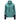 A teal fleece pullover with a cowl neck and long sleeves with black cuffs, featuring the hewes logo in black on the left chest.