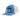 Blue and white trucker hat with a hewes logo patch.
