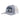 Gray and white trucker hat with a grey and blue hewes logo patch on the front.
