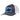 Gray and white trucker hat with a dark blue hewes logo patch and fish design.