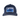 A navy and white baseball cap with a patch featuring the word 'Hewes' and a fish design.