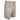 Beige men's shorts displayed from the side featuring the maverick logo in navy at the bottom of the leg.