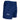 Side of navy blue cargo shorts with pockets, an elastic waistband, and the maverick logo in white on the side pocket.