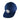 side of a navy blue cap with a circular rubber patch on the front and perforated back panels.