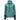 A teal fleece pullover with a high collar and drawstring, featuring black accents on the sleeves and the maverick logo in black on the left chest.