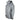 Side of a light gray rain jacket with a hood and zippered hand pockets.