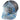 Side of a blue camouflage-patterned cap with a grey mesh back and a pathfinder logo patch on the front.