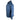 Side view of a blue hooded jacket with a quilted design.
