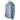 Side of a light blue long-sleeve shirt with patterned green tropical sleeves.