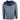 Back view of a heathered navy hoodie with a solid blue shoulders and hood.