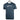 Front of a navy-blue tee with a grey hewes logo on the chest. 