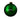 Glossy green Christmas ornament with a gold cap and white hewes logo. 