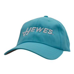 Turquoise baseball cap with 'Hewes' logo