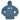 Back of a slate blue jacket with a white hewes logo across it.