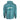 Back view of a teal hoodie with a teal graphic of fish and the word 'Hewes' on it.
