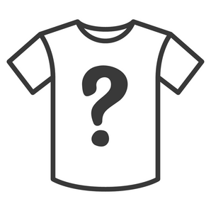White t-shirt with a question mark design