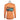 Back of a bright orange performance long sleeve with a maverick logo and blue fish graphic.