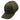 Side of an olive green trucker hat with a mesh back and a dark brown maverick logo on the front.