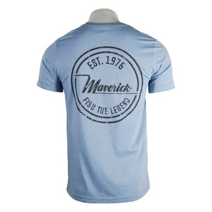 Light blue t-shirt with 'Maverick' logo and 'EST. 1976' text on the back