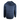 Back of navy blue puffer jacket with a hood.