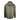 Back of an olive green puffer jacket with a hood.
