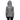Back of a children's grey performance hoodie with a white maverick logo across the shoulder blades. 
