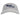 Front of a white visor with a navy blue maverick logo on the front.