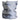 White neck gaiter featuring blue maverick logos in a repeating pattern. 