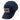 Navy blue cap with a grey leather patch on the front and a blue rope across the bill.
