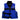 Blue life jacket with multiple black straps and a black collar, featuring the mustang logo on the left chest.