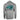 Back of a light grey hooded long sleeve with a teal fish graphic and a navy pathfinder logo.